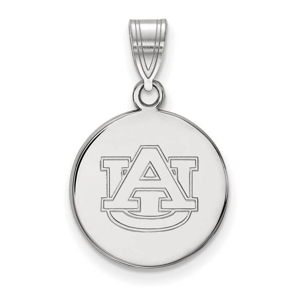 14k White Gold Auburn U Medium Disc Pendant